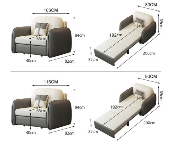 Caio Single Sofa Bed, Leathaire-Weilai Concept