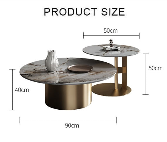 Coar Nesting Coffee Table Set, Gold & Grey-Weilai Concept