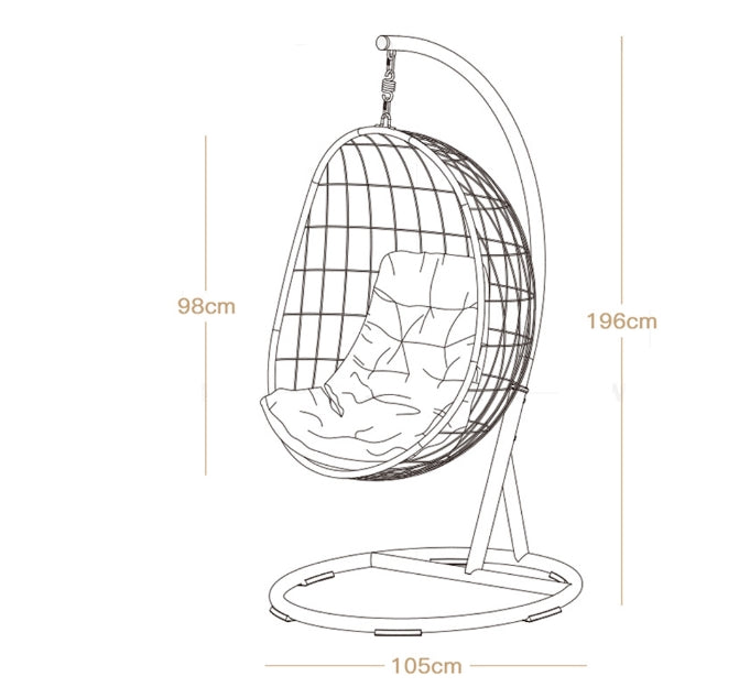 Sutton Garden Rattan Hanging Egg Chair with Stand, Indoor/ Outdoor Furniture-Weilai Concept