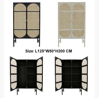 Tandy Black Rattan Wardrobe-Weilai Concept