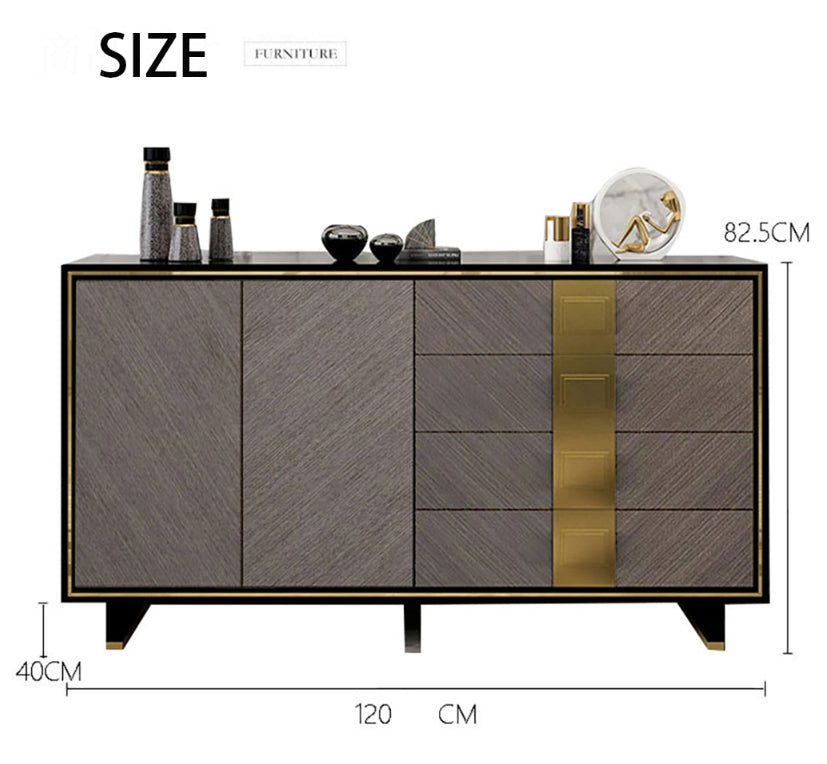 IS82 Large Sideboard, Grey & Gold-Weilai Concept