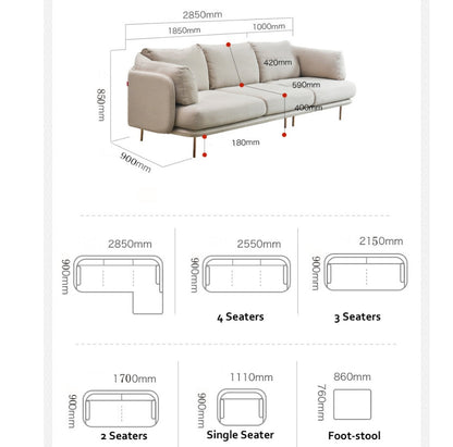 U182 Three Seater Corner Sofa, Off-White Cotton Linen-Weilai Concept