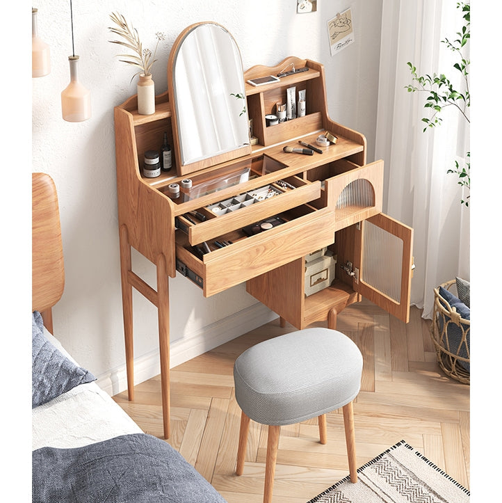 Aggie Dressing Table With Mirror, Oak-Weilai Concept