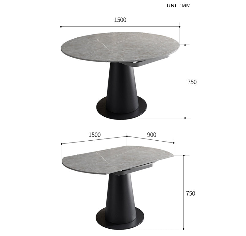 Lessie Extendable Dining Table, Sintered Stone-Weilai Concept