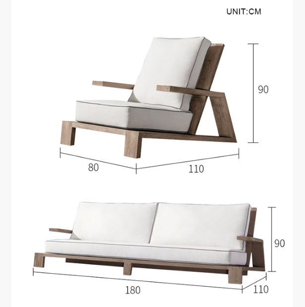 Chandler Oak Lounge Chair And Ottoman, Outdoor Chair-Weilai Concept