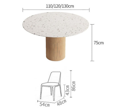 Sienna Round Dining Table, Premium Terrazzo And Wood Base, Clearance-Weilai Concept