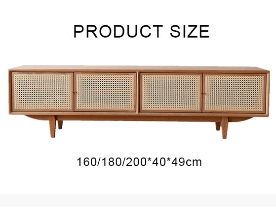 Pavia TV Stand, Rattan & Oak, Clearance-Weilai Concept