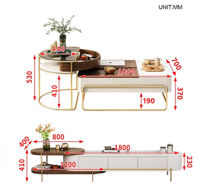 Bagnell Nesting Coffee Table, Walnut, Extendable Coffee Table & TV Stand-Weilai Concept