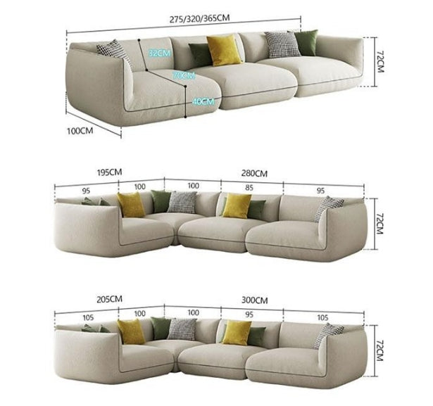 TOFU Agnes Three Seater Corner Sofa, Suede, Modular Sofa-Weilai Concept