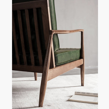 Hans CH32 Green Armchair, Solid Wood