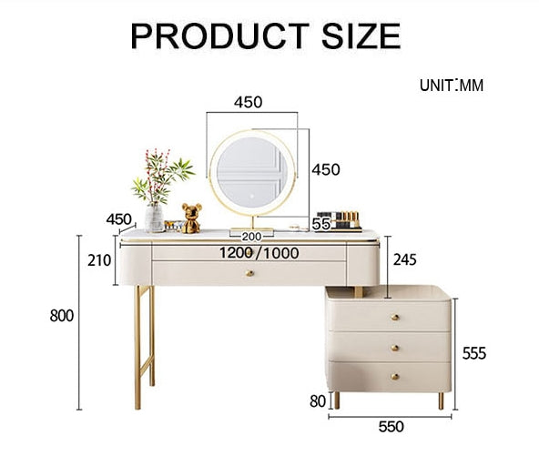 Graceway Dressing Table With LED Mirror, Cream-Weilai Concept