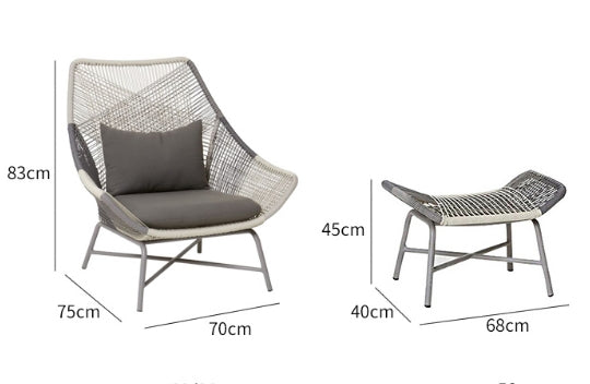 Carmean Rattan Chair and Footstool, Outdoor Furniture-Weilai Concept