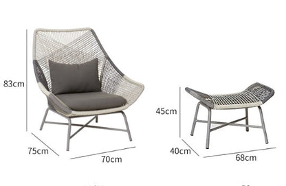 Carmean Rattan Chair and Footstool, Outdoor Furniture-Weilai Concept