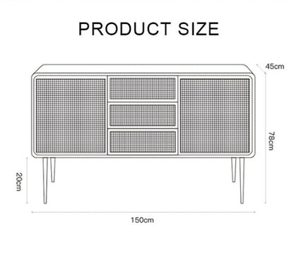 Cane Sideboard, Natural Rattan & Ash Esche Wood-Weilai Concept