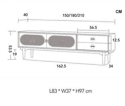 Mario Cane Rattan TV Stand, Oak-Weilai Concept