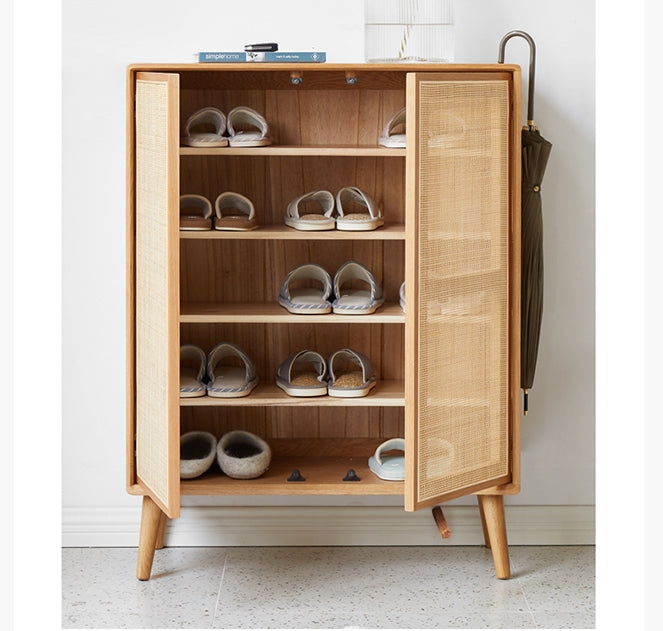 Hans Rattan Shoe Storage Cabinet, Oak-Weilai Concept