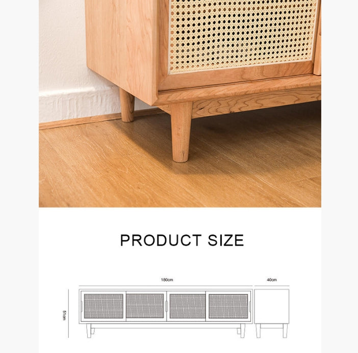 Cane TV Stand, Natural Rattan & Wood-Weilai Concept