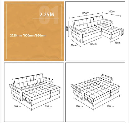 SB162 Three Seater Sofa Bed-Weilai Concept