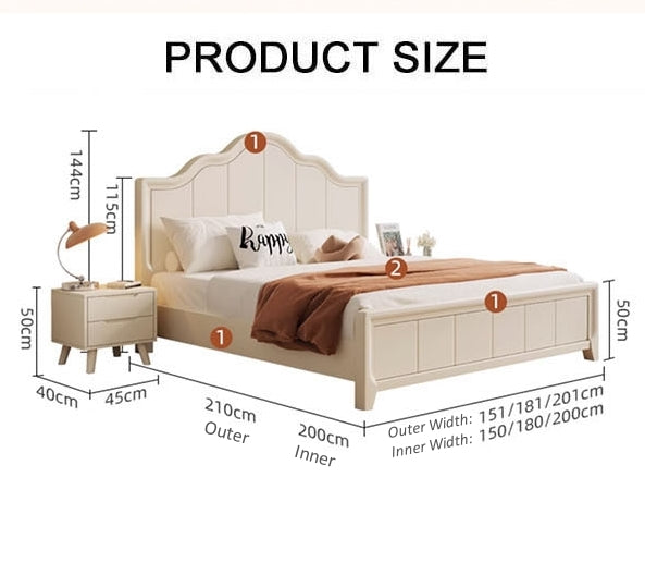 Agnes King Size / Super King Size Bed With Storage, Cream-Weilai Concept