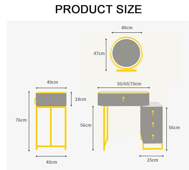 Nelia Dressing Table With LED Mirror-Weilai Concept