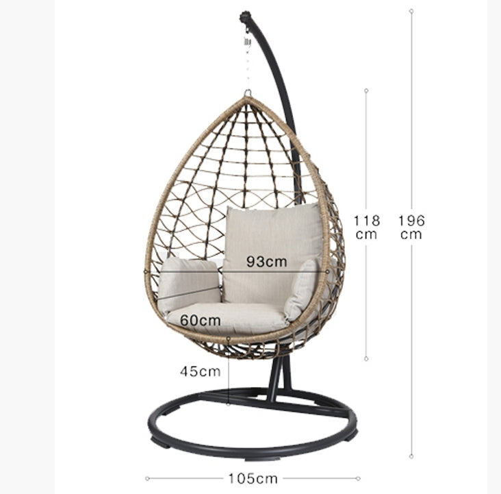 Kye Rattan Garden Hanging Egg Chair with Stand, Indoor/ Outdoor Furniture-Weilai Concept