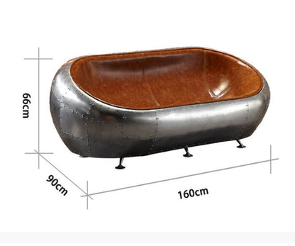 Aviator Airplane Tub Sofa, Aluminum Loveseat-Weilai Concept