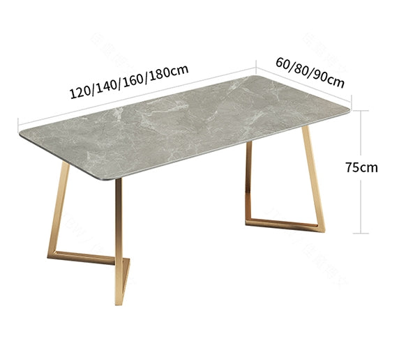 Attleboro Dining Table, Sintered Stone & Gold-Weilai Concept