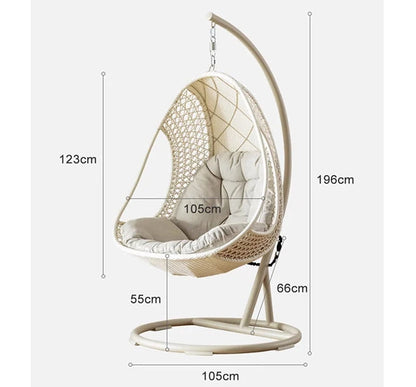 Pearl Rattan Garden Hanging Egg Chair with Stand, Garden Furniture Outdoor/Indoor-Weilai Concept