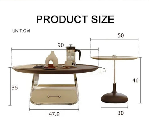 Meral Stylish Coffee Table Set, Stainless Steel-Weilai Concept