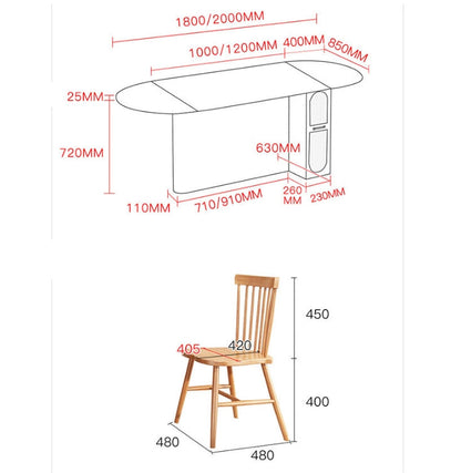 Chloe Oak Foldable Dining Table With Storage Underneath, Solid Wood-Weilai Concept