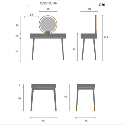 Aditya Dressing Table With LED Mirror And Stool-Weilai Concept