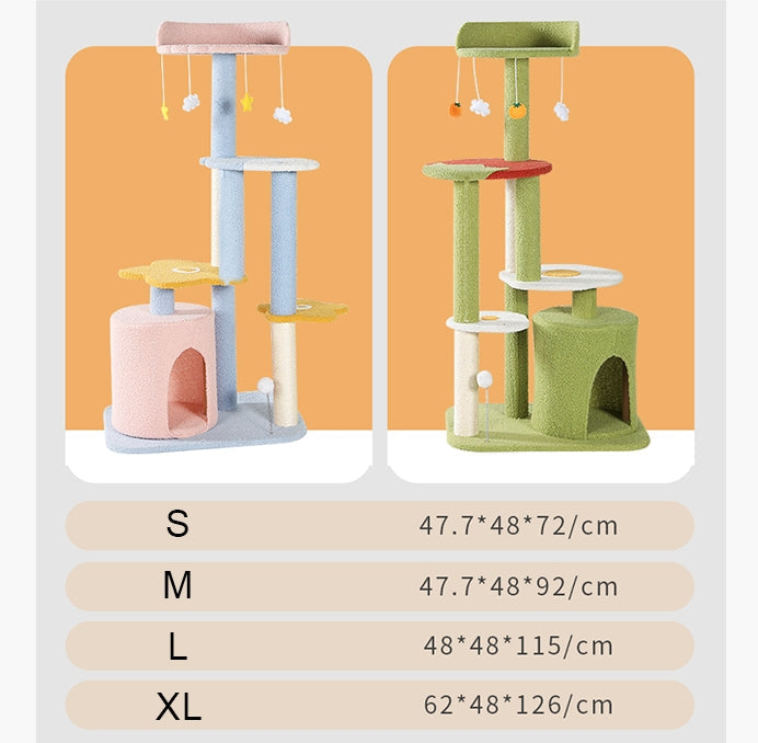 Kyali Cat Tree, Cat Climber, Coral Fleece-Weilai Concept