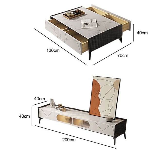 NANA Rectangular Coffee Table With TV Stand-Weilai Concept