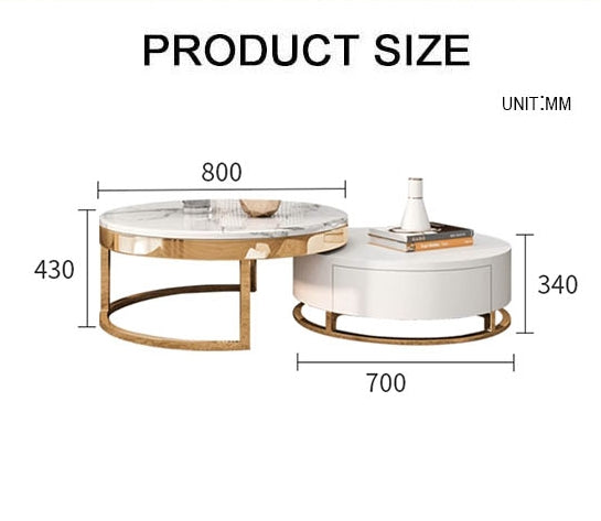 Regalia Coffee Table Set, White & Gold-Weilai Concept