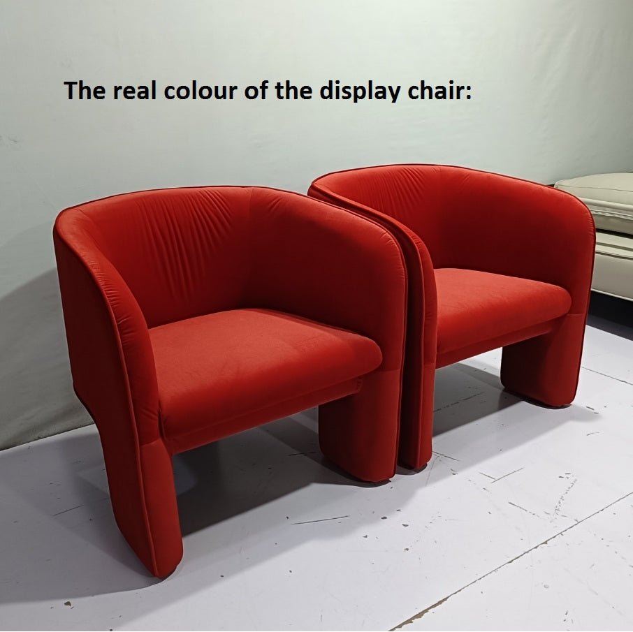 Milo Baughman Armchair, Red Velvet For Display-Weilai Concept