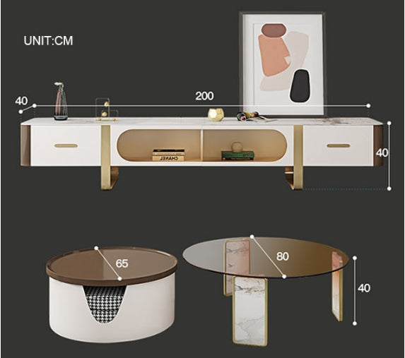 Hopetree White Coffee Table Set With TV Stand-Weilai Concept