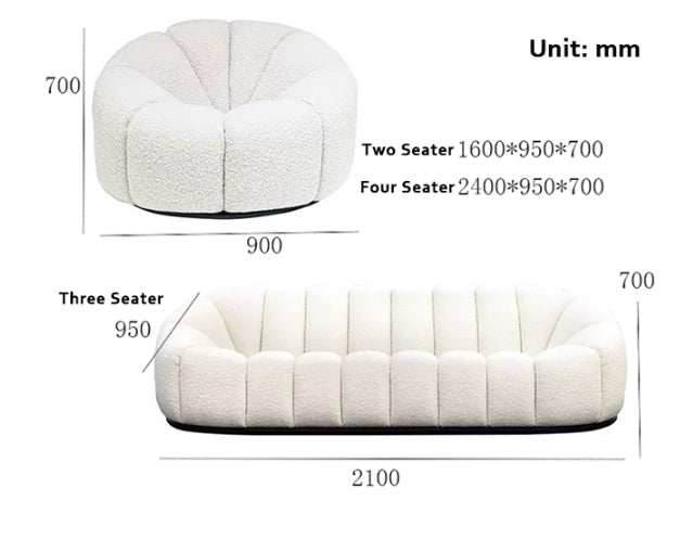 Arsav Pumpkin Three Seater Sofa, Boucle-Weilai Concept