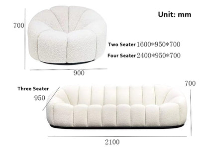 Arsav Pumpkin Three Seater Sofa, Boucle-Weilai Concept