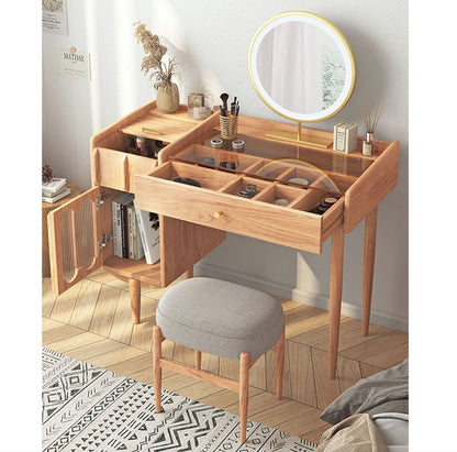 Ebony Dressing Table With Mirror, Wood-Weilai Concept