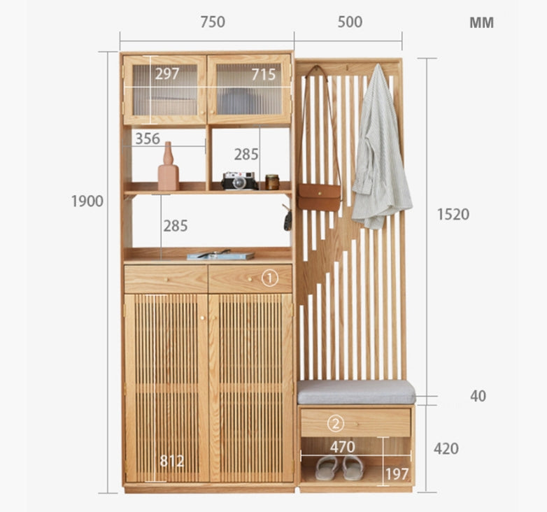 Nidda Oak Shoe Storage With Bench-Weilai Concept