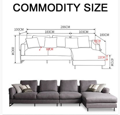 H92 Grey Four Seater Corner Sofa, Real Leather, Multiple Color-Weilai Concept