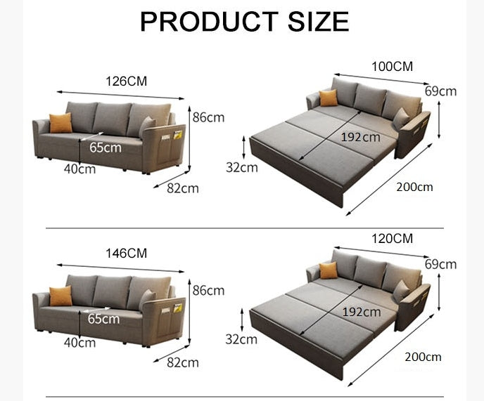 Gertrude Sofa Bed, Linen-Weilai Concept