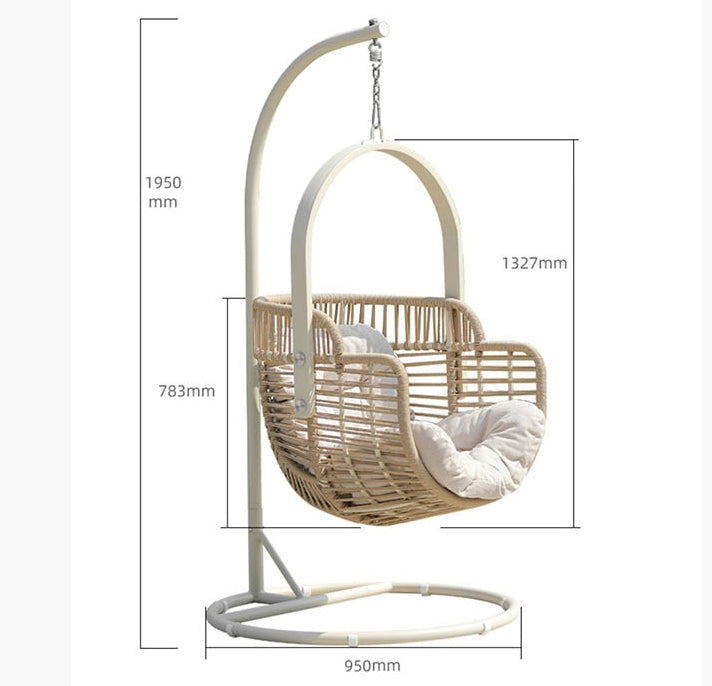 Galilea Rattan Garden Hanging Egg Chair with Stand, Indoor / Outdoor Furniture-Weilai Concept