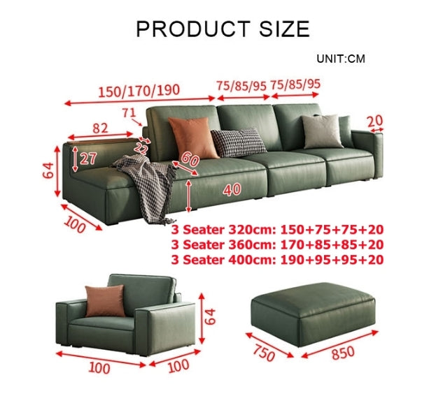 Cyril L511 Three Seater Sofa, Green-Weilai Concept