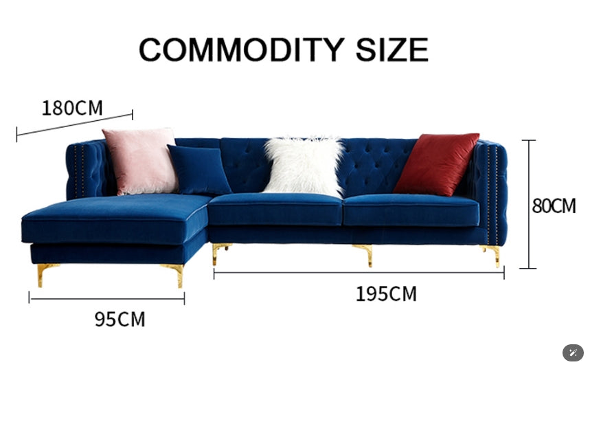 WH215 Three Seater Corner Sofa, Velvet-Weilai Concept