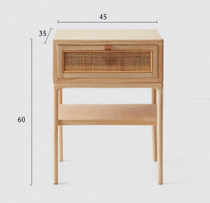 Cement Bedside Table, Light Oak-Weilai Concept