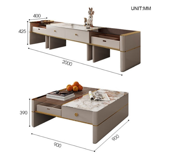 Daisy Round Nesting Coffee Table With TV Stand-Weilai Concept