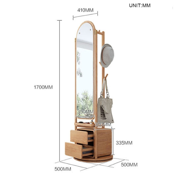 Rotatable Coat Rack, Wardrobe, Storage Rattan Oak-Weilai Concept