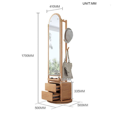 Rotatable Coat Rack, Wardrobe, Storage Rattan Oak-Weilai Concept