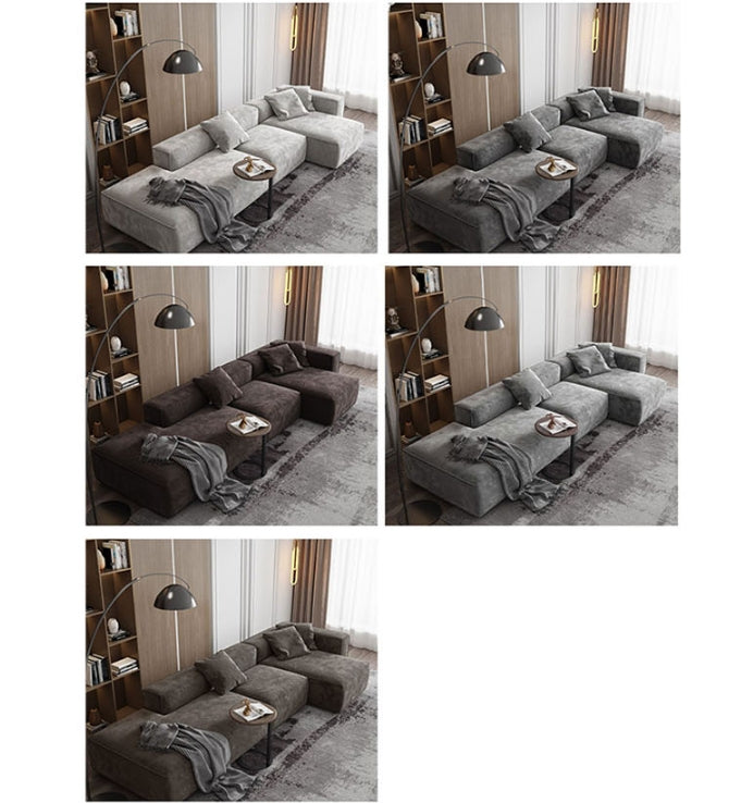 Yetta Three Seater Corner Sofa, Grey Velvet-Weilai Concept